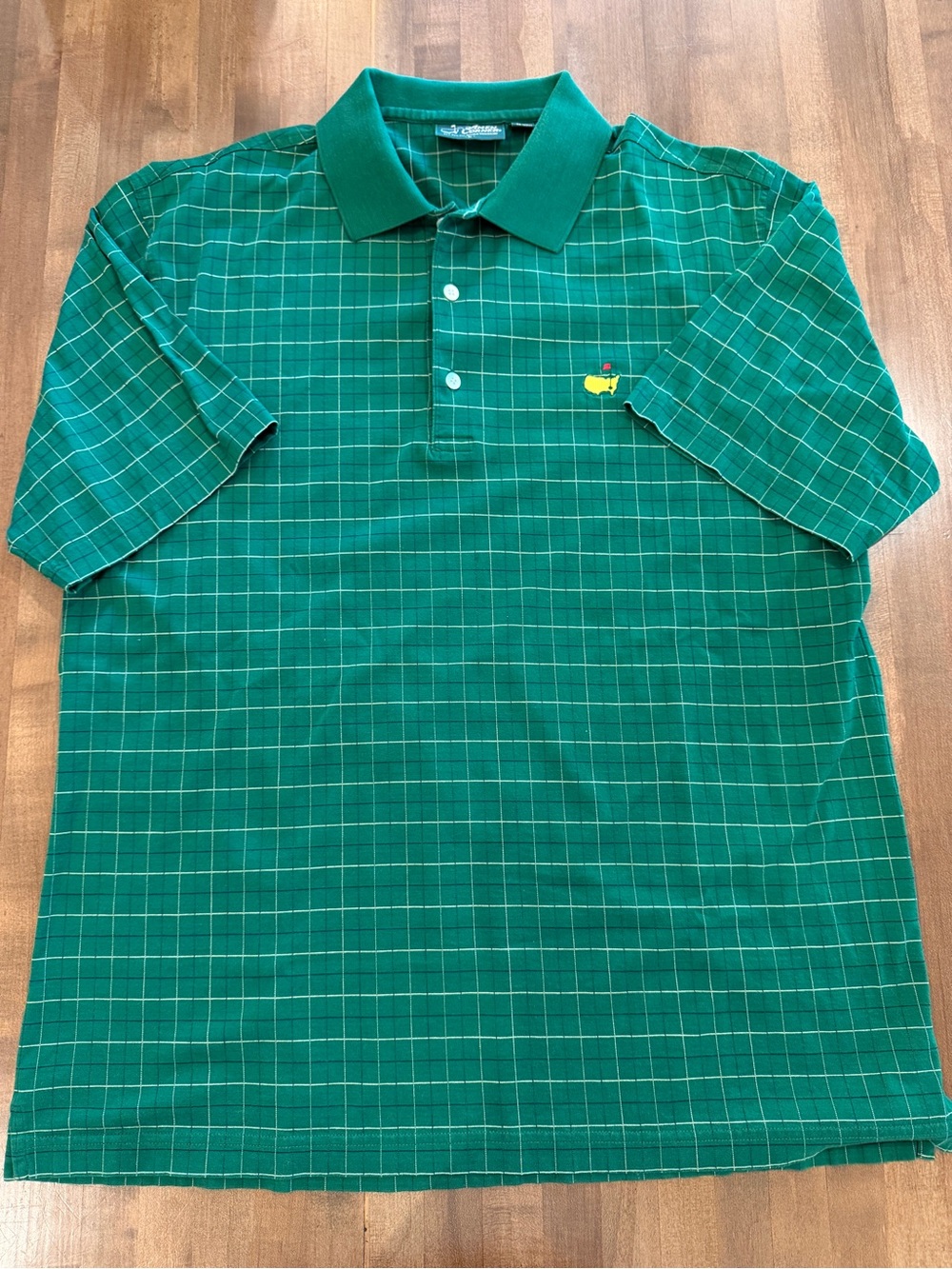 Amen Corner Masters Men's Golf Polo Short Sleeve Green Check